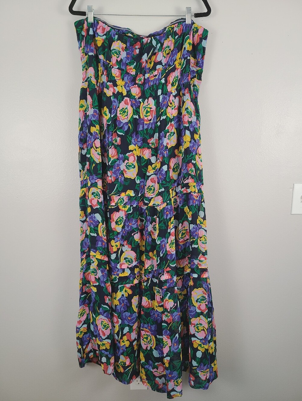 Anthropologie The Strapless Floral Elastic Waist Somerset Maxi Dress Pockets XL - Picture 7 of 14